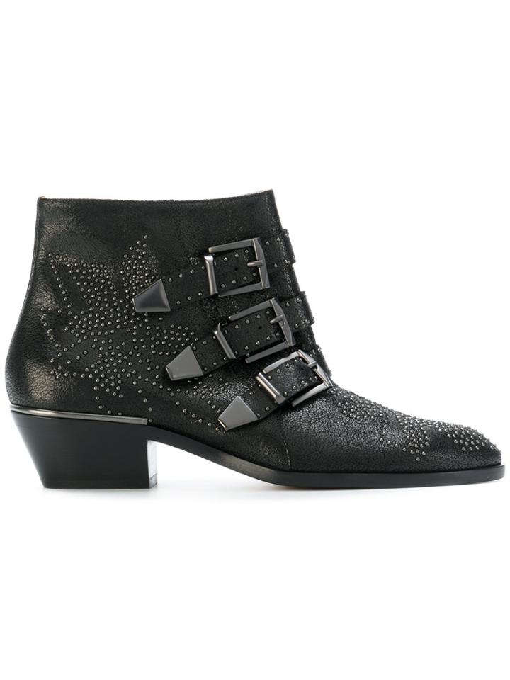 Chloé Susanne Micro-stud Booties - Black