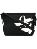 Ann Demeulemeester Bird Print Shoulder Bag, Men's, Black, Cotton