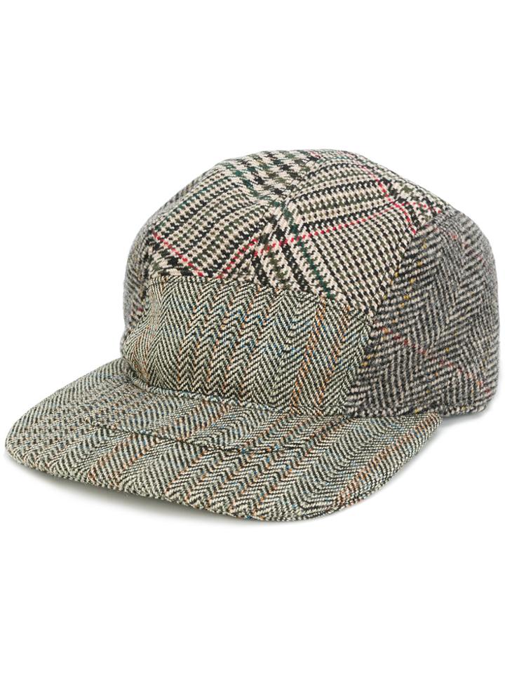 Stella Mccartney Herringbone And Checked Cap - Nude & Neutrals