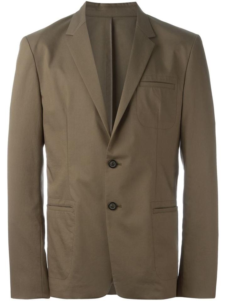 Wooyoungmi Classic Blazer, Men's, Size: 54, Green, Cotton/polyester/polyurethane/polyester
