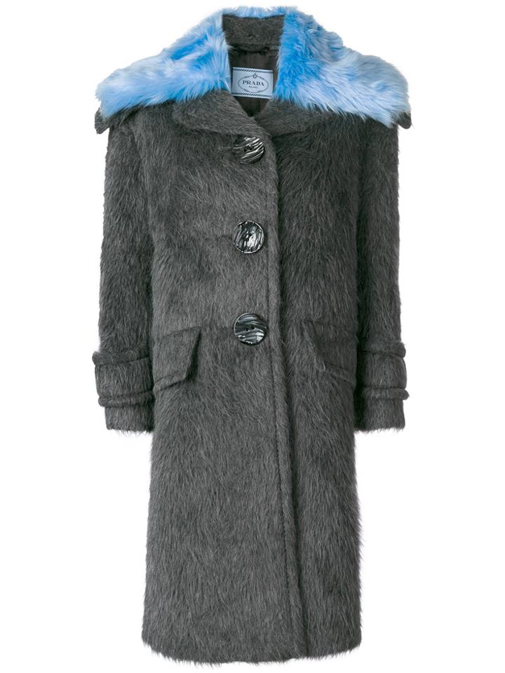 Prada Oversized Collar Coat - Grey