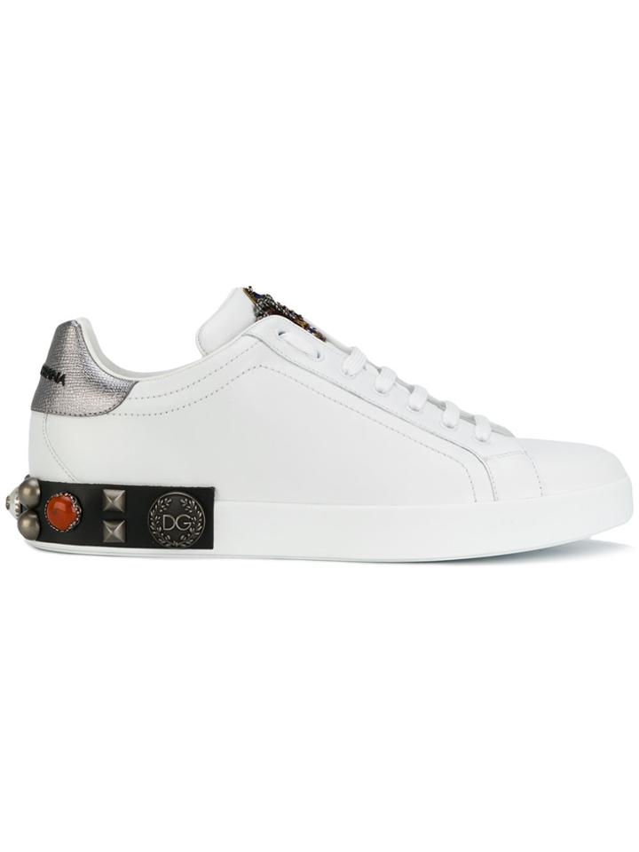 Dolce & Gabbana Portofino Crown Sneakers - White