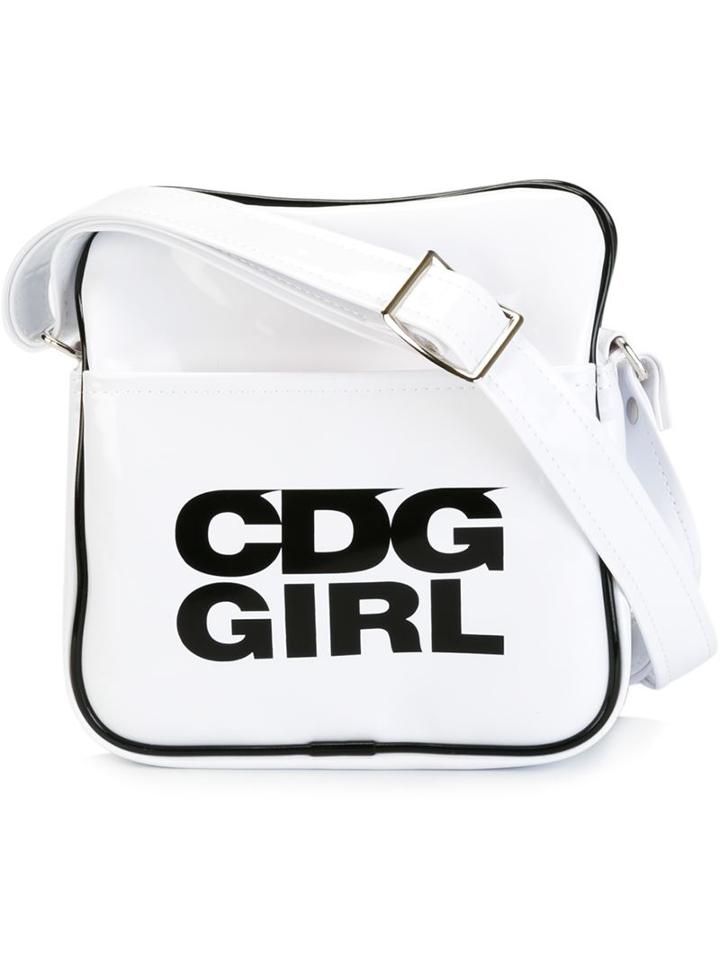 Comme Des Garçons Girl Logo Lacquer Shoulder Bag, White, Rayon/pvc