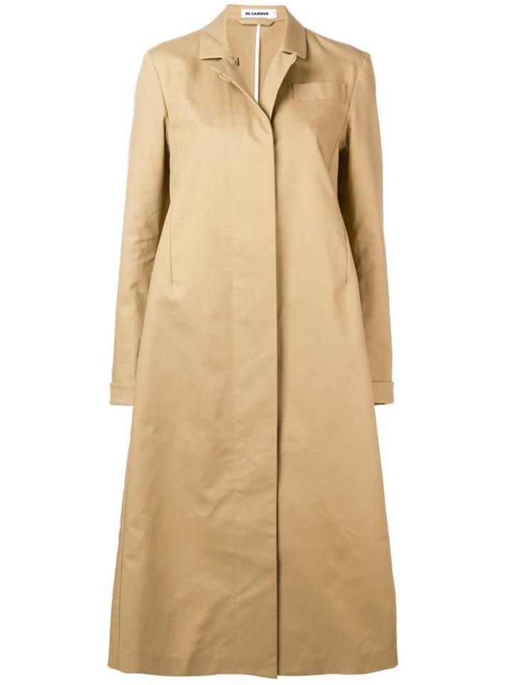 Jil Sander Long Trench Coat - Neutrals