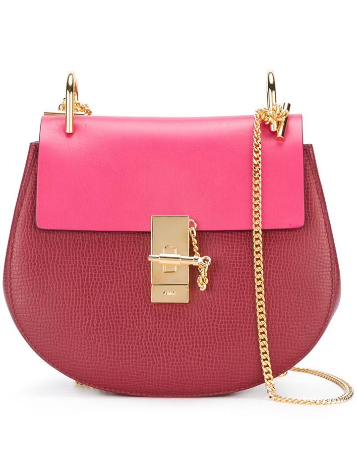 Chloé 'drew' Shoulder Bag, Pink/purple, Calf Leather/calf Suede