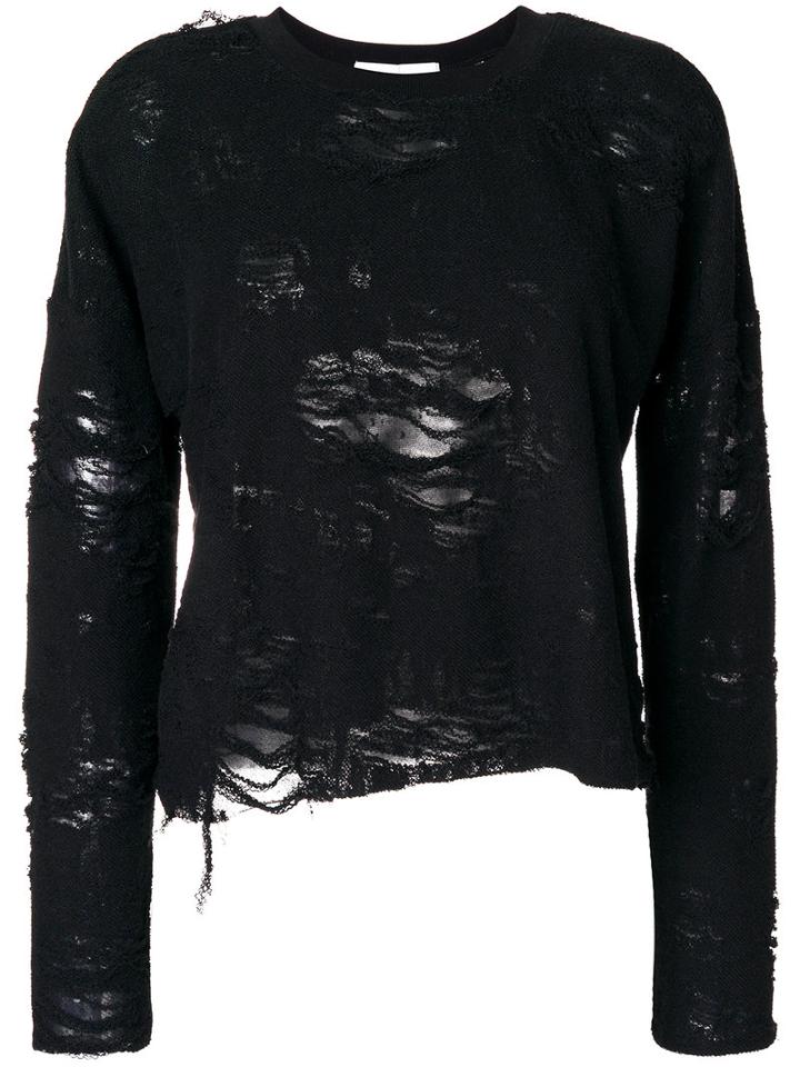 Iro - Distressed Layer Jumper - Women - Cotton/polyester/rayon - S, Black, Cotton/polyester/rayon