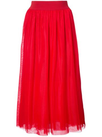 Paul Memoir High-waist Tulle Midi Skirt - Red