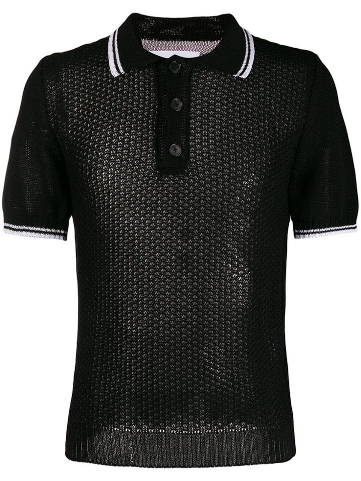 Ernest W. Baker Crochet Polo Shirt - Black