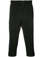 Homme Plissé Issey Miyake - Ribbed Cropped Trousers - Unisex - Polyester - M, Black, Polyester