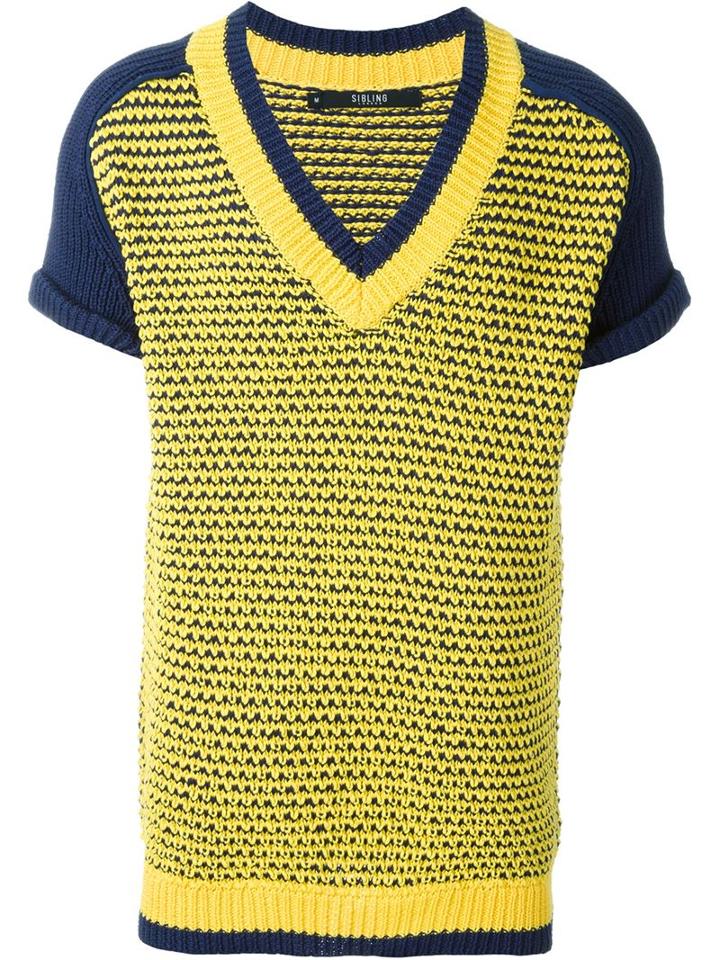 Sibling Mesh Short Sleeve Sweater, Men's, Size: S, Yellow/orange, Cotton