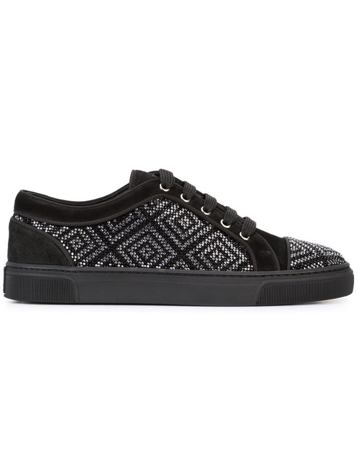 Louis Leeman Contrast Lace Up Trainers - Black