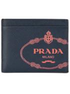 Prada Logo Printed Cardholder - Blue