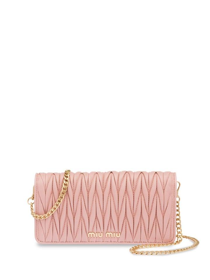 Miu Miu Matelassé Leather Clutch - Pink