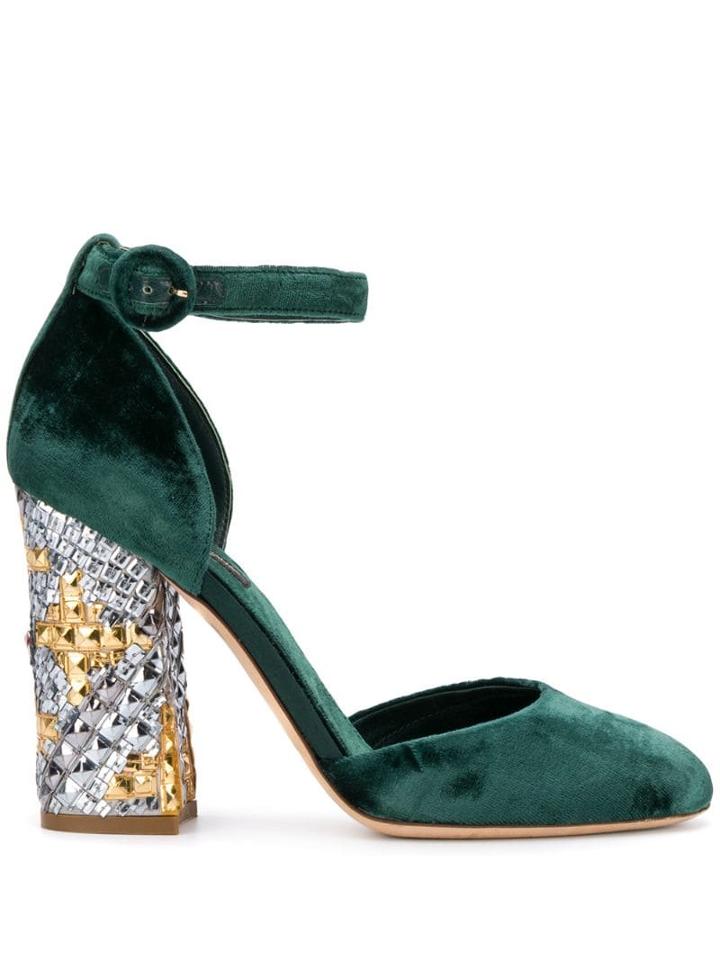 Dolce & Gabbana Pre-owned 2000's Studded Chunky Heel Pumps - Green