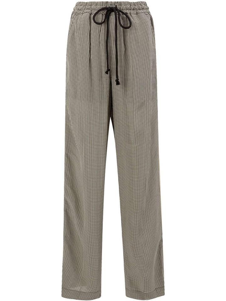 Song For The Mute Check Drawstring Trousers - Black