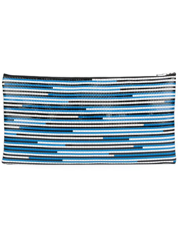 Wanda Nylon - Woven Vinyl Clutch - Women - Polyester/polyurethane/vinyl - One Size, Blue, Polyester/polyurethane/vinyl