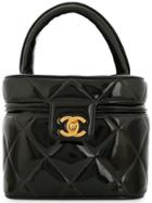 Chanel Vintage Chanel Quilted Cc Cosmetic Vanity Hand Bag - Black