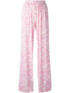 Blumarine Rose Print Trousers, Women's, Size: 42, Pink/purple, Spandex/elastane/viscose