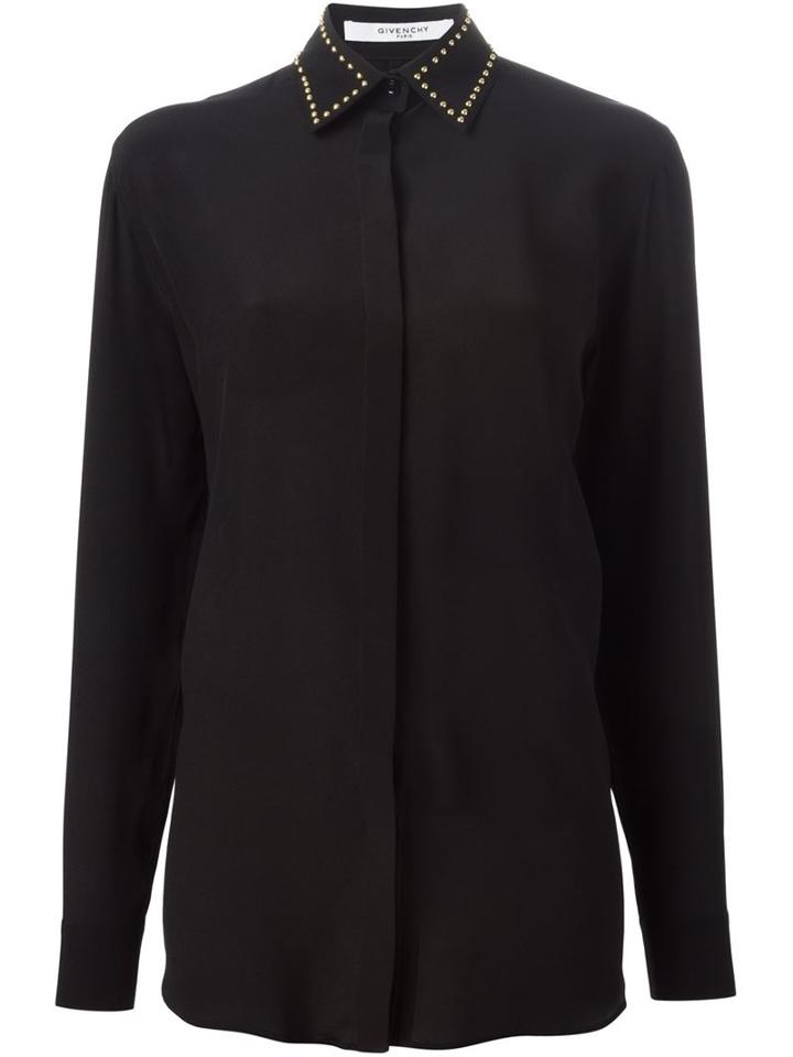 Givenchy Studded Collar Shirt, Women's, Size: 38, Black, Silk