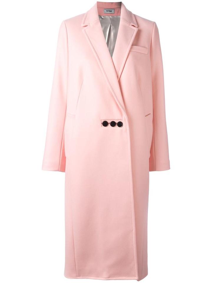 Courrèges Oversized Long Coat, Women's, Size: 38, Pink/purple, Silk/polyamide/wool