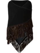 Antonia Zander 'triangolo Camoscio' Cape, Women's, Black, Leather/cashmere