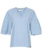 Tibi Deep V-neck Shirred Top - Blue