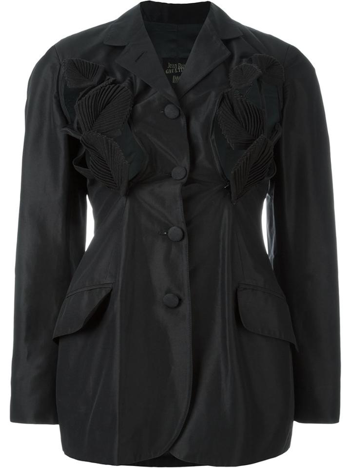Jean Paul Gaultier Vintage Leaf Appliqué Jacket - Black