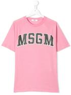 Msgm Kids Logo Print T-shirt - Pink