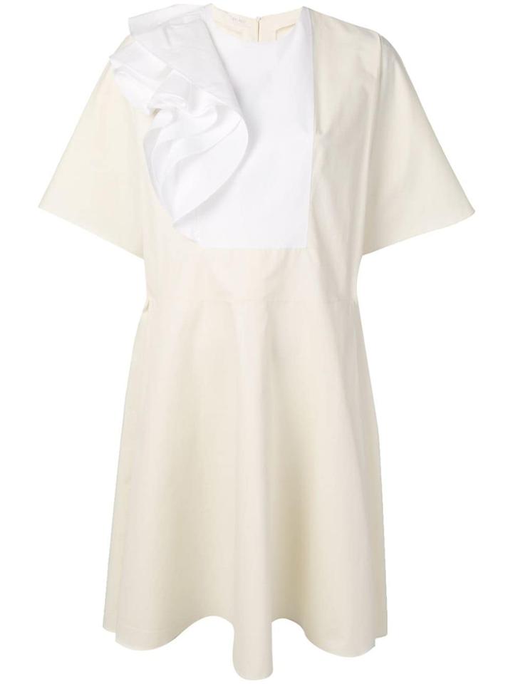 Delpozo T-shirt Dress With Ruffle Flap - Neutrals