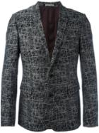 Dior Homme Lines Print Blazer, Men's, Size: 48, Black, Cotton/cupro