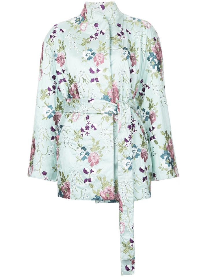 N Duo Embroidered Floral Kimono Jacket - Green