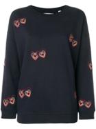 Chinti & Parker Embroidered Hearts Sweatshirt - Blue