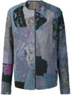 By Walid Collarless Zipped Jacket, Men's, Size: Xl, Blue, Silk/cotton