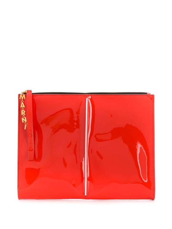 Marni Patent Clutch Bag - Red