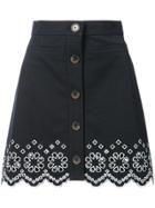 Derek Lam 10 Crosby A-line Mini Skirt With Eyelet Embroidery - Blue