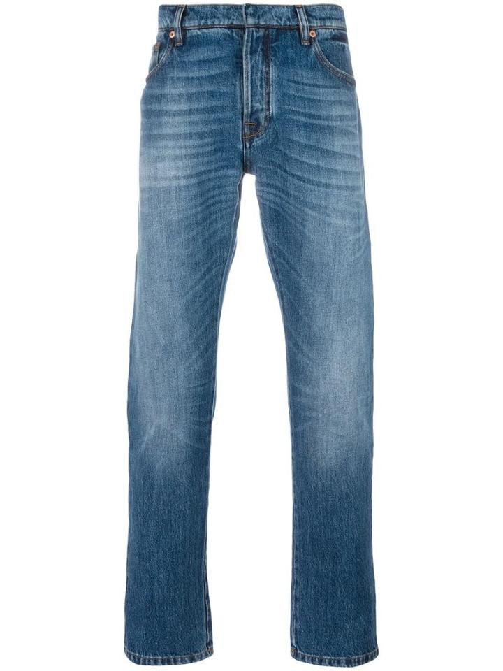 Valentino Rockstud Embellished Jeans, Men's, Size: 34, Blue, Cotton/spandex/elastane