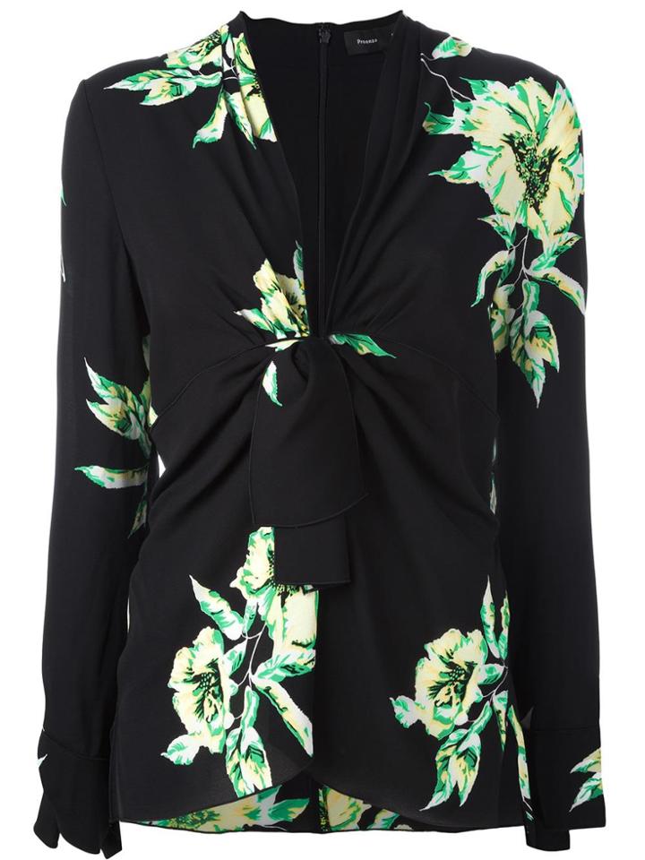 Proenza Schouler Tie-front Floral Blouse - Black