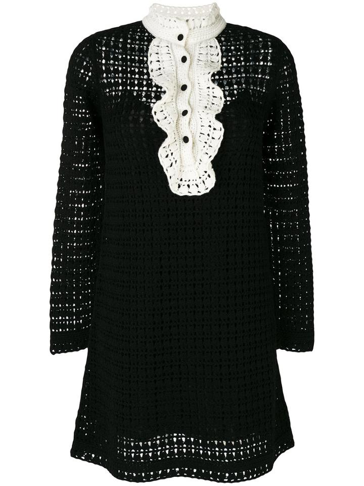 Red Valentino - Contrast Knitted Dress - Women - Polyester/spandex/elastane/virgin Wool - S, Black, Polyester/spandex/elastane/virgin Wool
