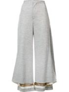 Undercover Wide Leg Cropped Pants, Women's, Size: 2, Grey, Cupro/wool