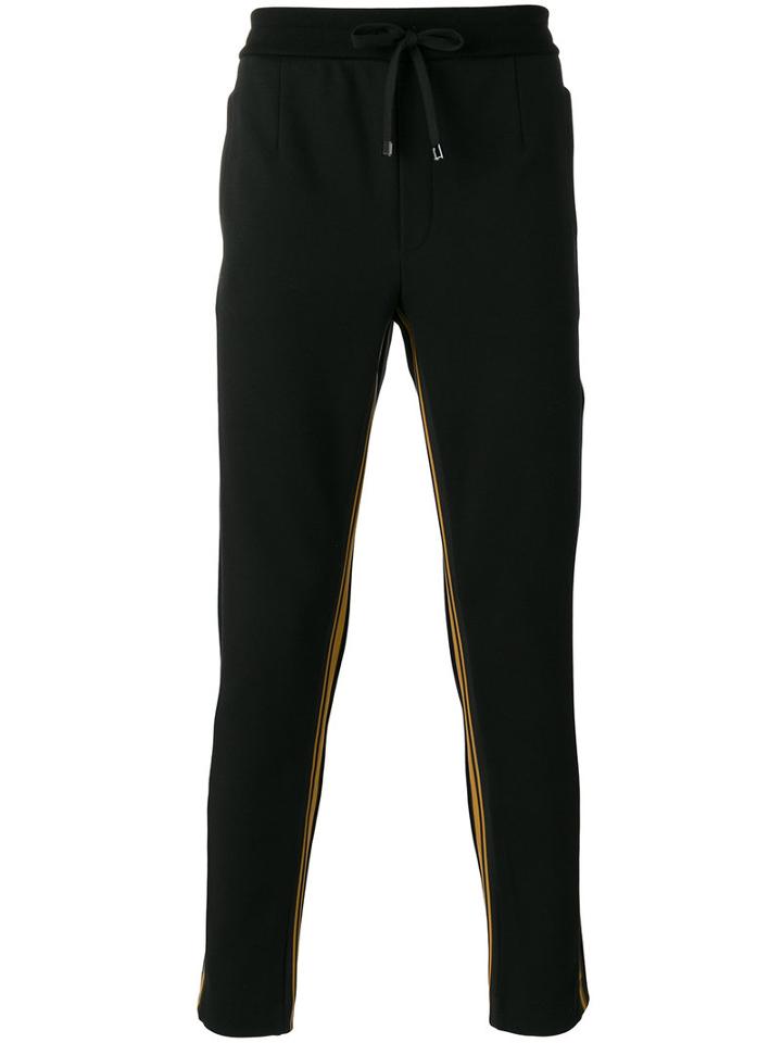 Dolce & Gabbana Side Panel Drawstring Trousers, Men's, Size: 52, Black, Cotton/polyamide/spandex/elastane