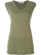 T By Alexander Wang Scoop Neck Tank Top, Women's, Size: M, Green, Rayon