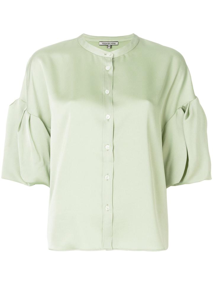 Maison Père Flared Cropped Top - Green