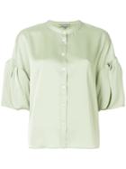 Maison Père Flared Cropped Top - Green