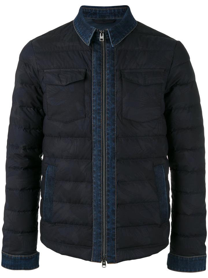 Etro Denim Detail Down Jacket, Men's, Size: Large, Blue, Cotton/polyamide/feather Down
