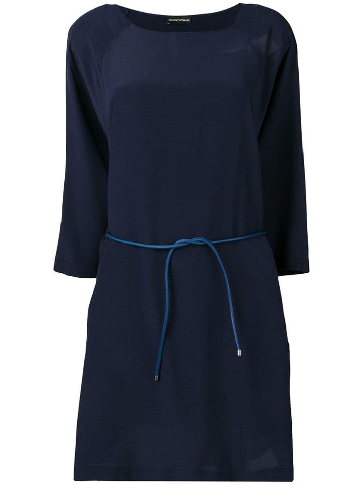 Emporio Armani Belted Shift Dress - Blue