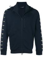 Emporio Armani Logo-sleeve Zip-up Hoodie - Blue