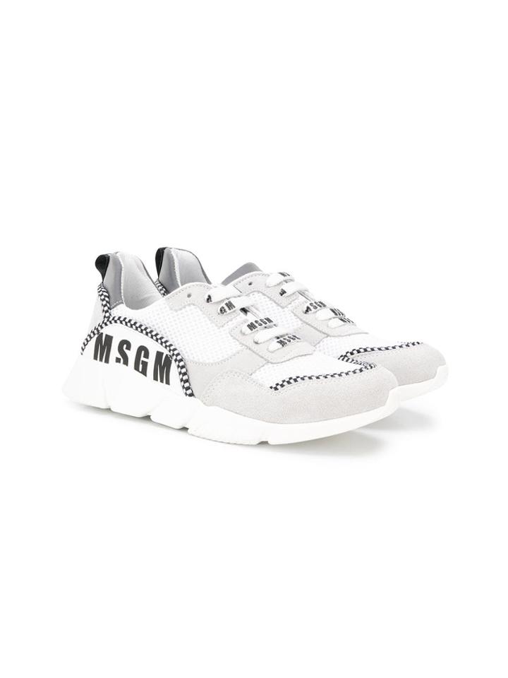 Msgm Kids Teen Logo Printed Trainers - White