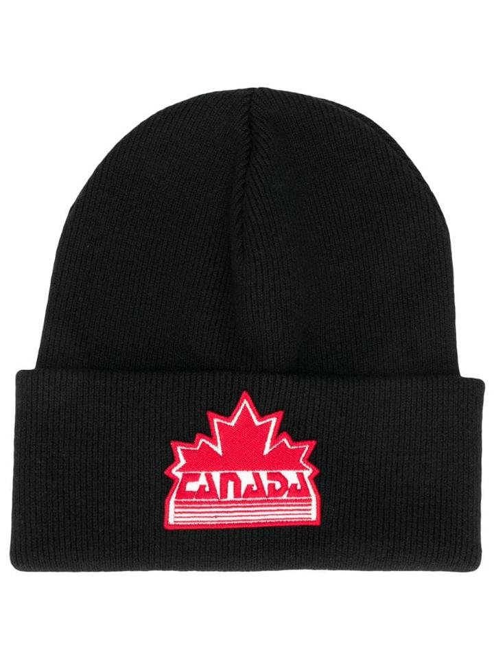 Dsquared2 Maple Leaf Patch Beanie - Black