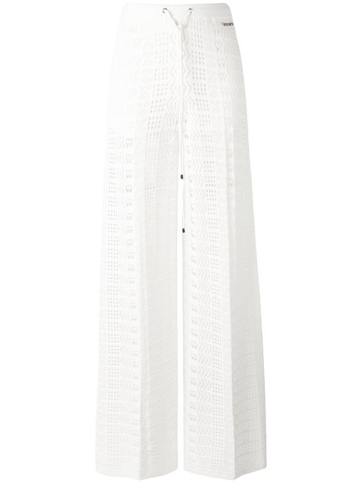 Twin-set Knitted Straight Trousers, Women's, Size: Medium, White, Viscose/polyamide