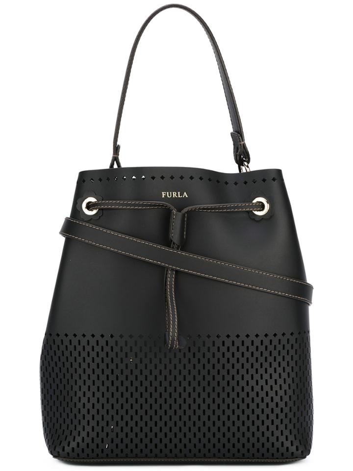 Furla Stacy Laser Cut Bucket Tote - Black